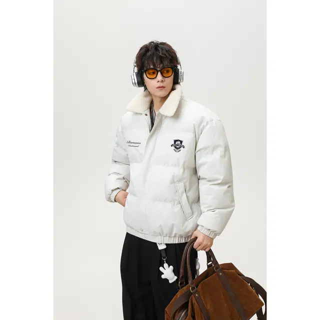 普鲁士多特蒙德 美式复古毛领棉衣宽松休闲外套棉服 男女同款