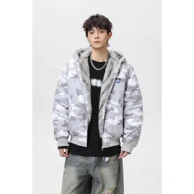 普鲁士多特蒙德 美式座山雕毛领加厚保暖棉服 男女同款