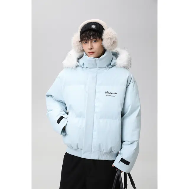 普鲁士多特蒙德 高街座山雕毛领连帽保暖棉服 男女同款