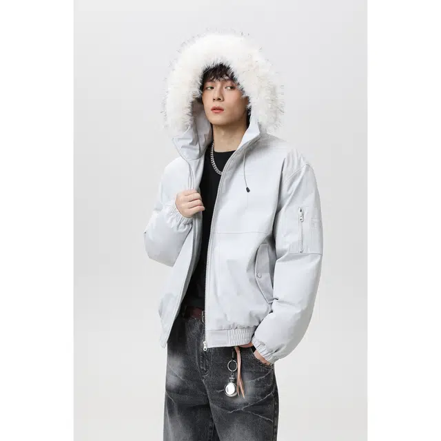 普鲁士多特蒙德  美式高街冬季连帽保暖大毛领工装派克棉衣棉服 男女同款