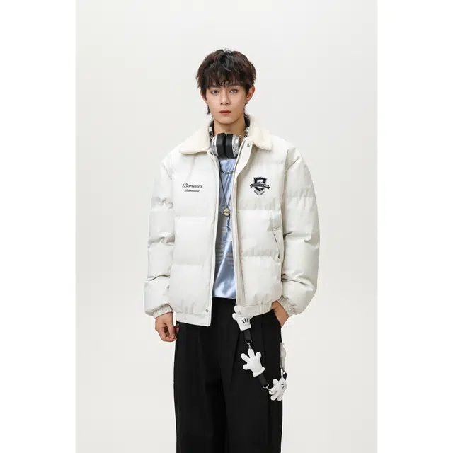 普鲁士多特蒙德 美式复古毛领棉衣宽松休闲外套棉服 男女同款