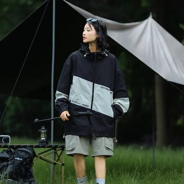 时尚休闲拼接印花款式防晒服 男女同款