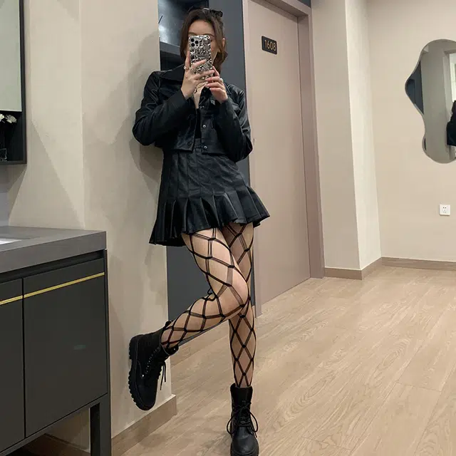 健将 洛丽塔日系辣妹纯欲吊带连裤袜丝辣妹镂空渔网袜拼接性感丝袜 女款