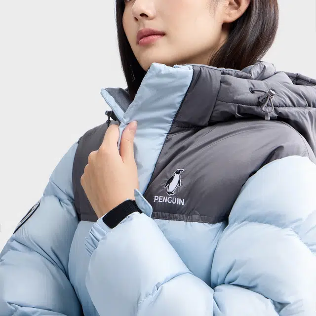 企鹅 防风高克重中长款纯色常规长袖通勤羽绒服 男女同款
