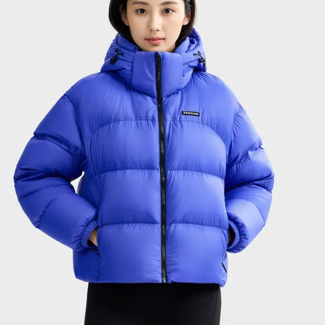 企鹅 暖流面包服冬户外纯色常规长袖通勤羽绒服 女款