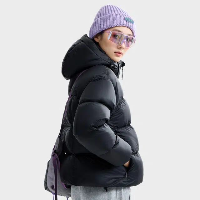 企鹅 暖流面包服冬户外纯色常规长袖通勤羽绒服 女款