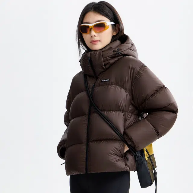 企鹅 暖流面包服冬户外纯色常规长袖通勤羽绒服 女款