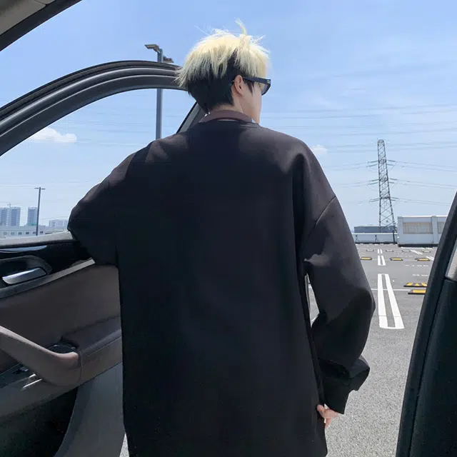 头号青年 泼墨拼接高街轻潮小众设计舒适长袖卫衣 男款