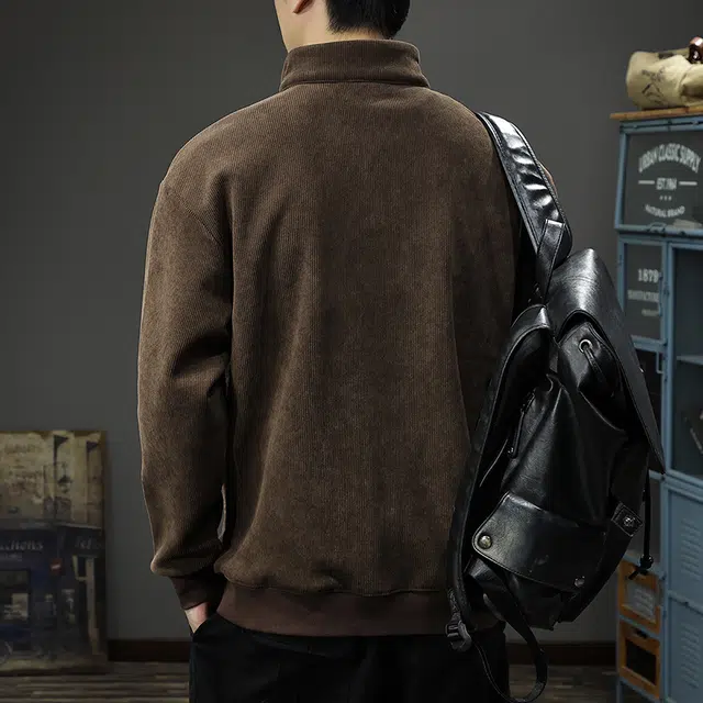 前进牛 秋冬美式复古经典潮流潮牌重磅极简风半高领宽松上衣户外百搭休闲运动外套卫衣 男款