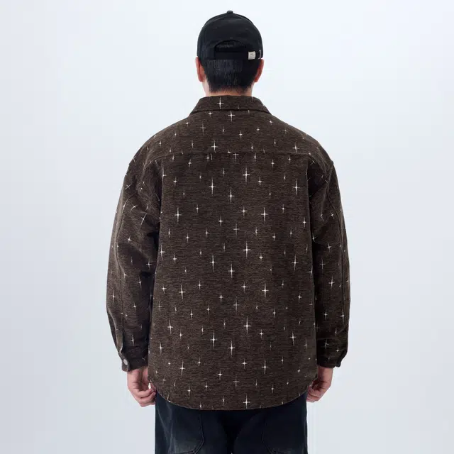 前进牛 美式经典潮牌复古轻奢高级感老钱风雪尼尔星星提花长袖衬衣男潮流秋季森系百搭宽松休闲外套衬衫 男款