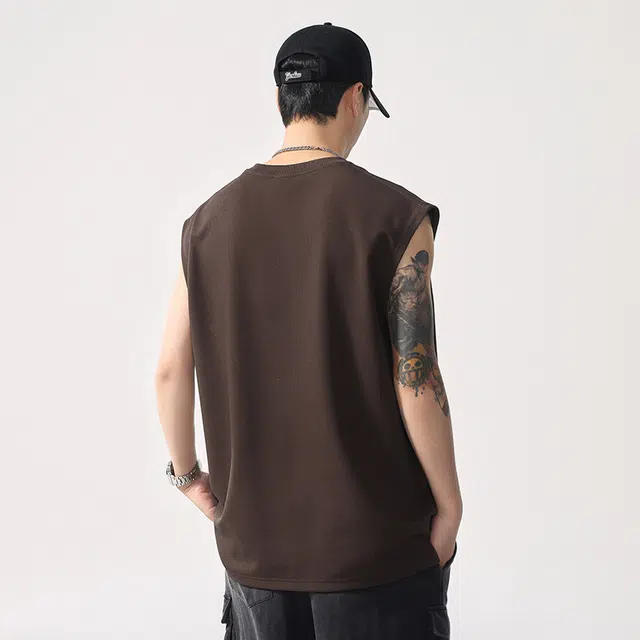 前进牛 美式休闲高街潮牌圆领半拉链利落感抗皱透气潮流宽松简约情侣背心 男女同款