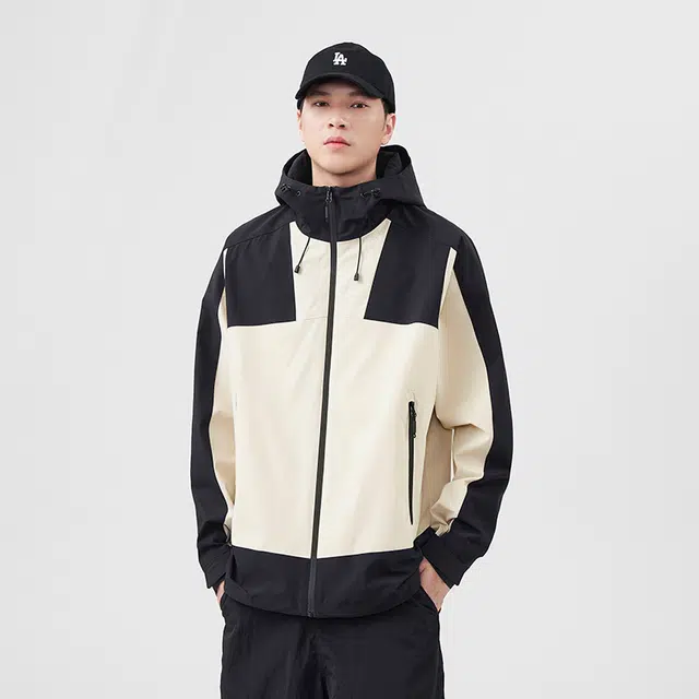前进牛 秋冬美式休闲高街潮牌无性别主义色块拼接上衣情侣潮流工装机能风宽松外套防风男夹克 男女同款