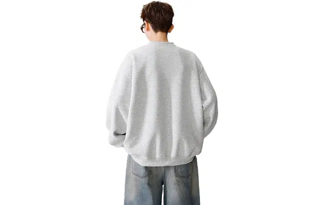 美式潮流纯色基础款慵懒风宽松长袖运动内搭上衣时尚百搭卫衣 男女同款