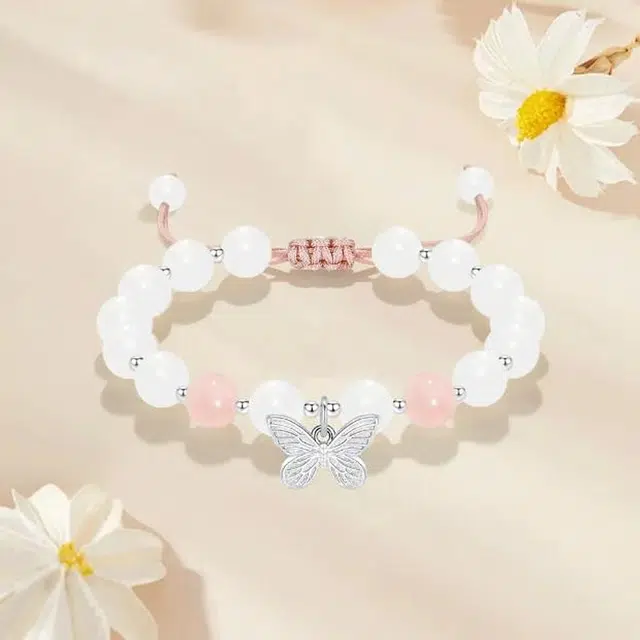 嘉福莱 蝶舞 精致甜美简约百搭 莹润透亮轻盈 梦幻蝴蝶小众可爱 琉璃 手链 女款