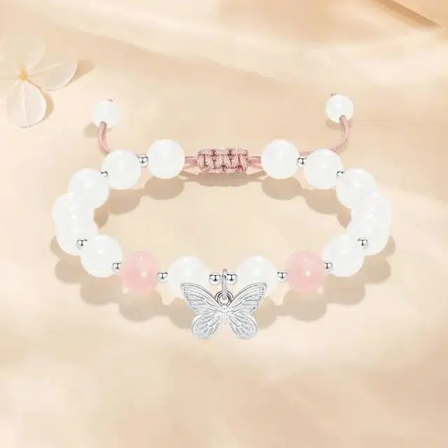 嘉福莱 蝶舞 精致甜美简约百搭 莹润透亮轻盈 梦幻蝴蝶小众可爱 琉璃 手链 女款
