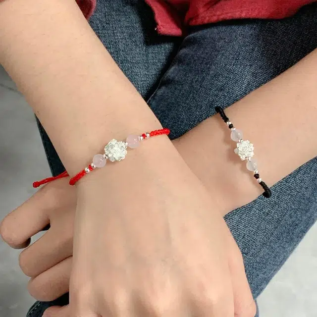 嘉福莱 上岸莲花 精致好运新中式 轻奢国潮百搭时尚 温柔淑女风 织物 手绳 男女同款情侣款