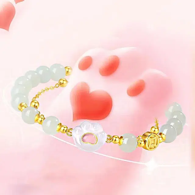 嘉福莱 粉嫩猫爪 甜美可爱精致轻奢 温柔浪漫设计感 合金人造琉璃 手链 女款