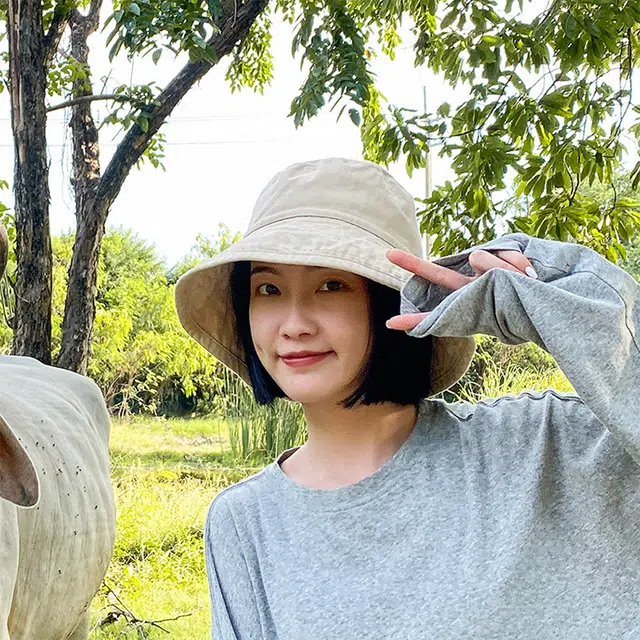 雅鹿 休闲简约双面戴纯色系列户外出行防晒遮阳时尚潮流百搭大头围 棉 渔夫帽 男女同款情侣款