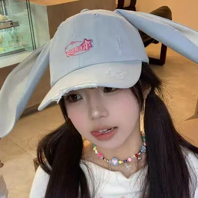 雅鹿 日系可爱兔子长耳朵甜美百搭户外出行棒球防晒遮阳时尚潮流拍照大头围显脸小 棉 鸭舌帽 男女同款情侣款