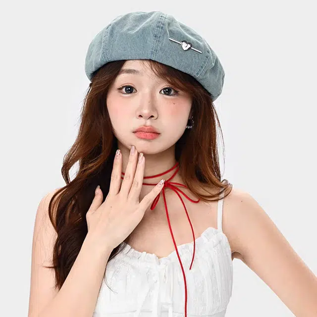 雅鹿 时尚透气简约百搭防晒遮阳 牛仔布 贝雷帽 女款