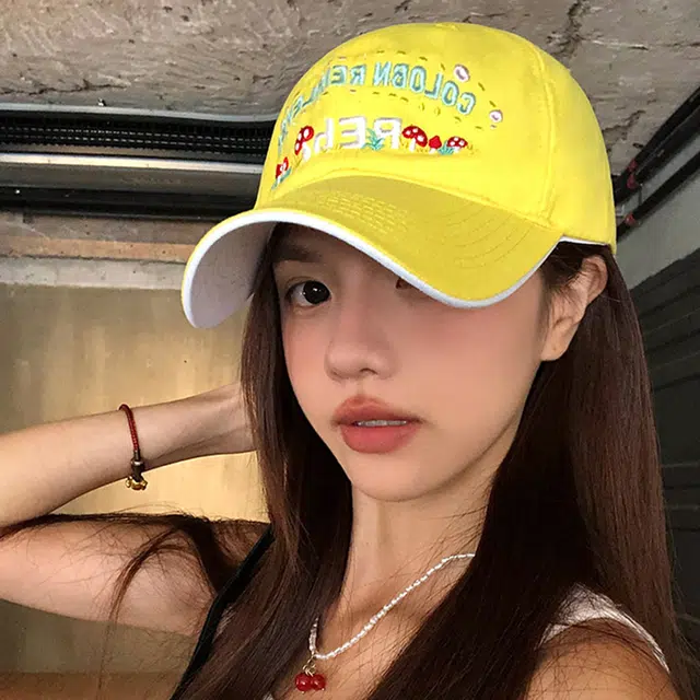 雅鹿 时尚甜美百搭花朵字母刺绣户外出行防晒遮阳学生休闲百搭大头围显脸小 棉 鸭舌帽 男女同款情侣款