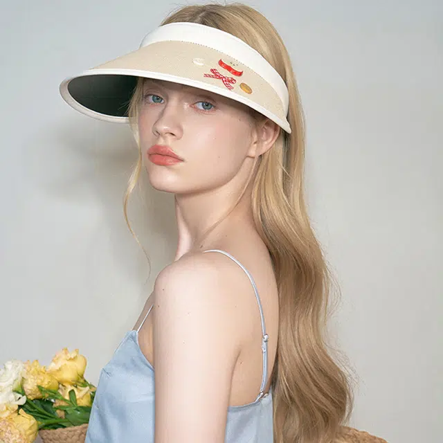 雅鹿 春夏季时尚海边度假红苹果大帽檐无顶防紫外线户外显脸小草帽空顶遮阳帽太阳帽 草编 防晒帽 男女同款情侣款