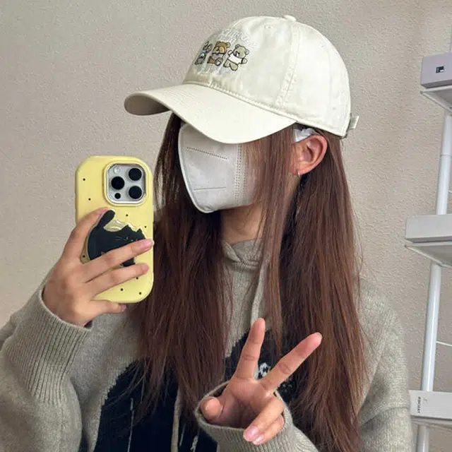 雅鹿 可爱小棕熊软顶刺绣户外出行防晒遮阳学院风时尚潮流学生百搭大头围显脸小 棉 鸭舌帽 男女同款情侣款