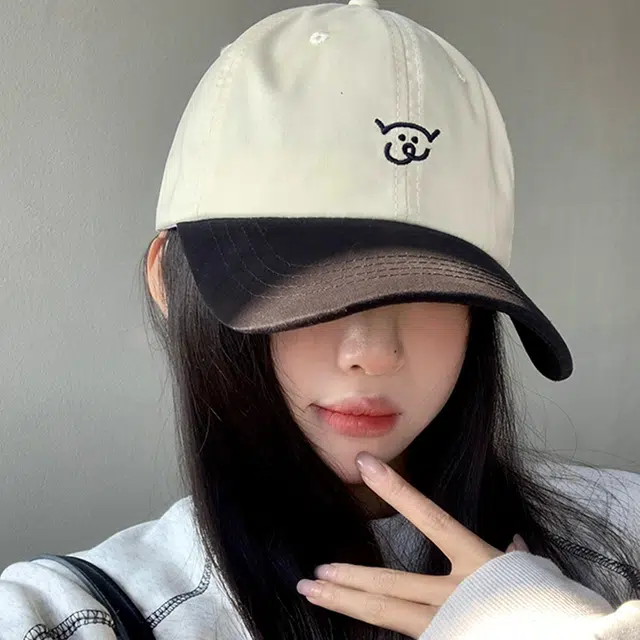 雅鹿 可爱小猪刺绣拼色软顶户外出游防晒遮阳时尚潮流百搭学生防晒遮阳大头围显脸小 棉 鸭舌帽 男女同款情侣款