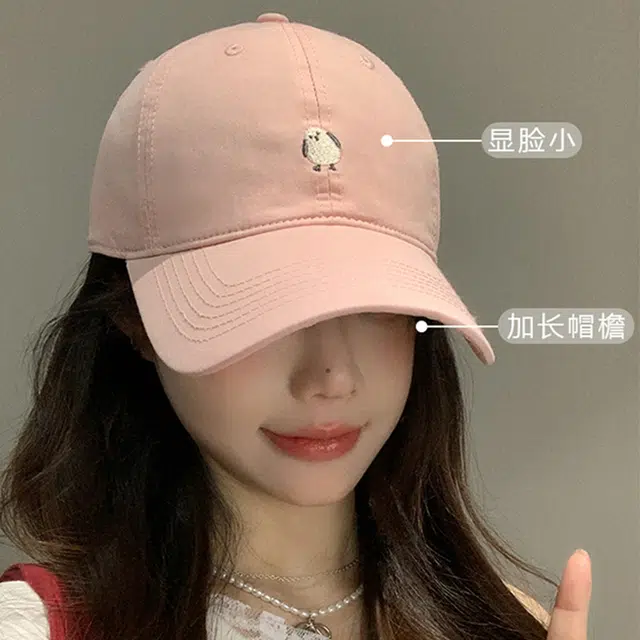 雅鹿 可爱小鸟刺绣软顶休闲简约防晒遮阳户外时尚百搭大头围显脸小 棉 鸭舌帽 男女同款情侣款