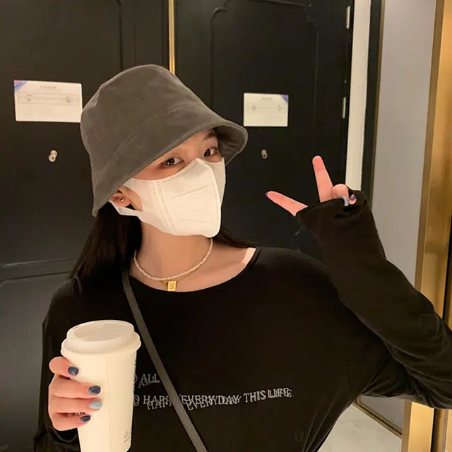 雅鹿 日系素颜遮脸纯色休闲百搭洋气 聚酯纤维 渔夫帽 男女同款情侣款