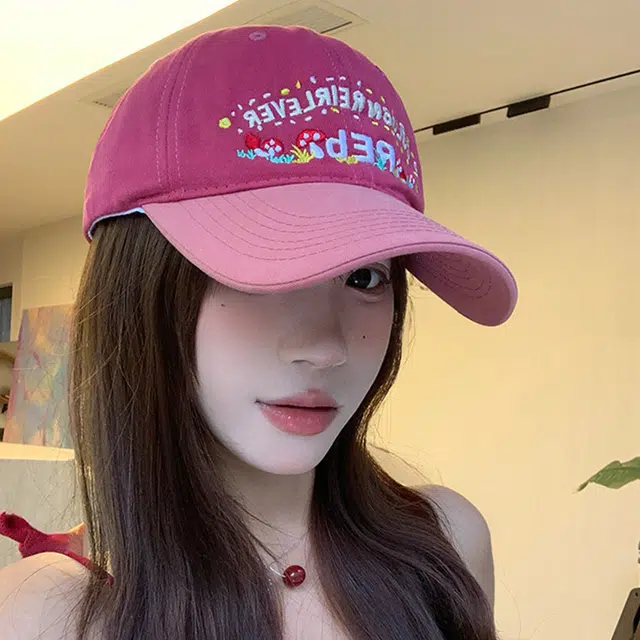 雅鹿 时尚甜美百搭花朵字母刺绣户外出行防晒遮阳学生休闲百搭大头围显脸小 棉 鸭舌帽 男女同款情侣款