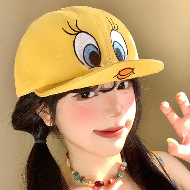 雅鹿 日系可爱小老鼠翻檐卡通搞怪透气户外出行防晒遮阳时尚简约百搭学生大头围显脸小 涤纶 鸭舌帽 男女同款情侣款