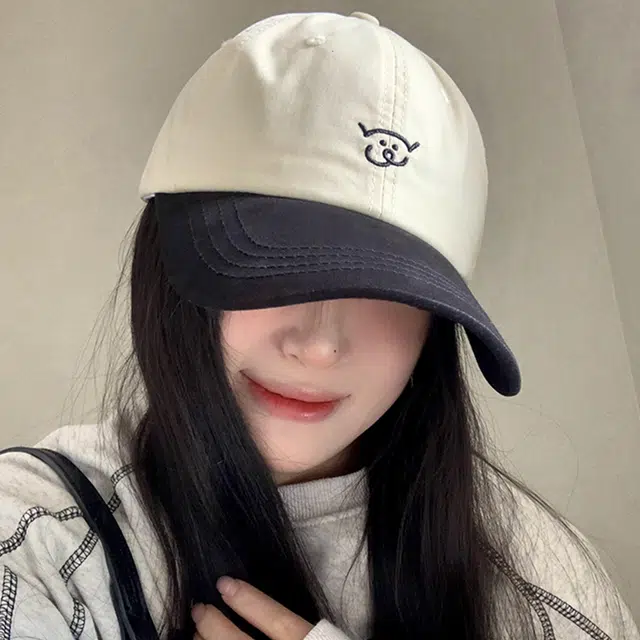 雅鹿 可爱小猪刺绣拼色软顶户外出游防晒遮阳时尚潮流百搭学生防晒遮阳大头围显脸小 棉 鸭舌帽 男女同款情侣款