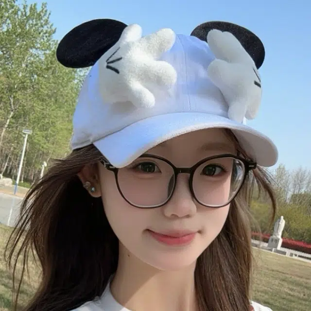 雅鹿 可爱小鼠卡通屁屁主题帽户外出行防晒遮阳时尚潮流少女造型拍照必备大头围显脸小 腈纶 鸭舌帽 男女同款情侣款