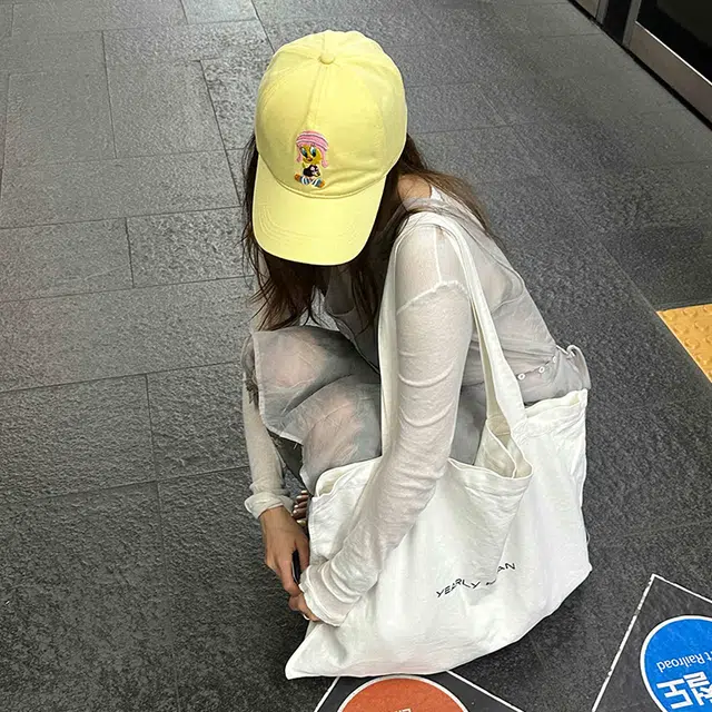 雅鹿 可爱卡通呆萌小黄鸭复古豹纹宽檐春夏季户外出游防晒遮阳学生时尚百搭大头围显脸小 棉 鸭舌帽 男女同款情侣款