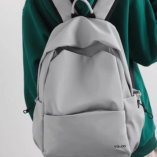 雅鹿 休闲简约中性风初高中生大学生日常潮流百搭旅行包 尼龙 双肩包书包背包 常规 男女同款情侣款 米白色/黑色/灰色/蓝色/粉色