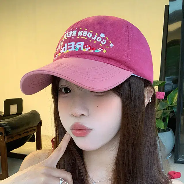 雅鹿 时尚甜美百搭花朵字母刺绣户外出行防晒遮阳学生休闲百搭大头围显脸小 棉 鸭舌帽 男女同款情侣款