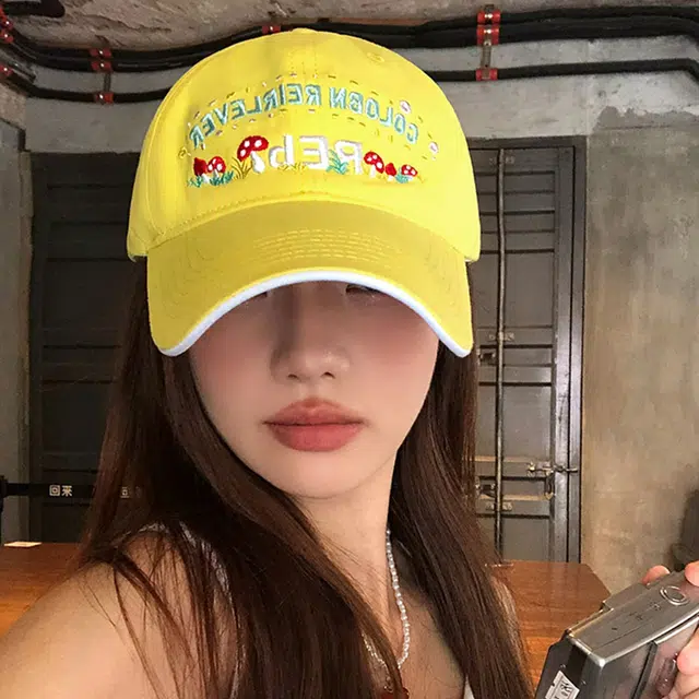 雅鹿 时尚甜美百搭花朵字母刺绣户外出行防晒遮阳学生休闲百搭大头围显脸小 棉 鸭舌帽 男女同款情侣款
