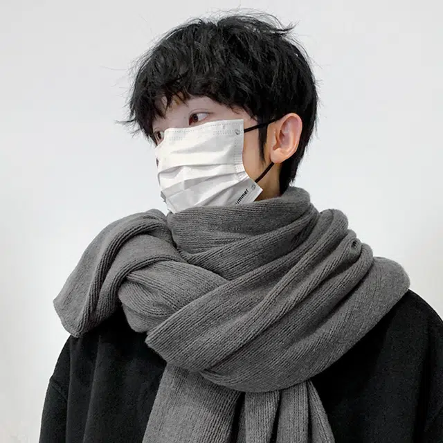 雅鹿 秋冬季原宿风保暖加厚学生百搭纯色针织御寒护颈防风围脖 聚酯纤维 绒线围巾 男女同款情侣款 礼盒装