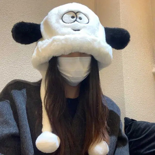 雅鹿 冬季毛茸帽可爱耳朵套头帽户外骑车保暖护耳包头冷帽加绒加厚毛线帽 聚酯纤维  绒线帽 男女同款情侣款 礼盒装
