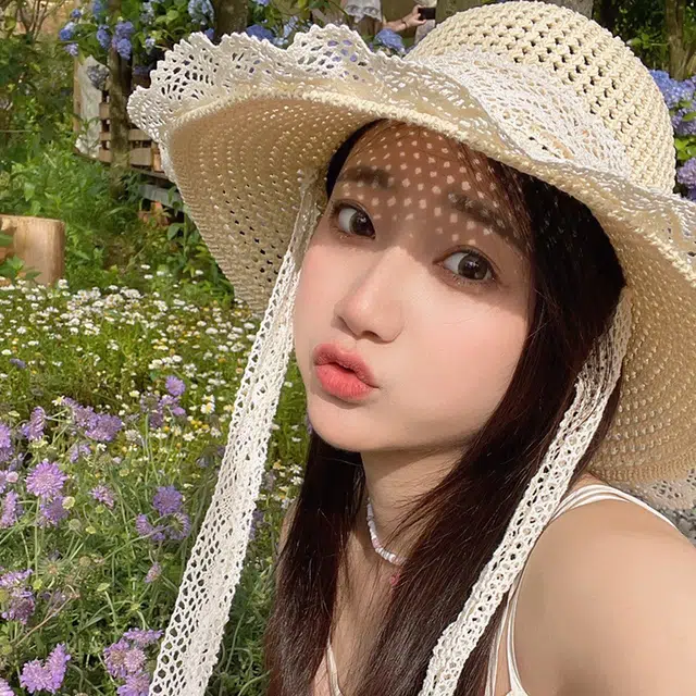 雅鹿 大帽檐遮阳夏季海边透气草编遮脸蕾丝花边草帽时尚百搭 腈纶 防晒帽 女款