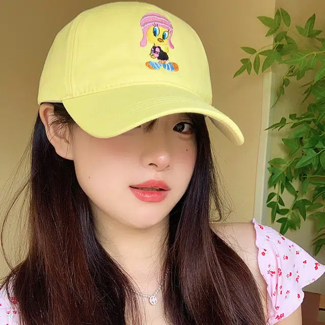 雅鹿 可爱卡通呆萌小黄鸭复古豹纹宽檐春夏季户外出游防晒遮阳学生时尚百搭大头围显脸小 棉 鸭舌帽 男女同款情侣款
