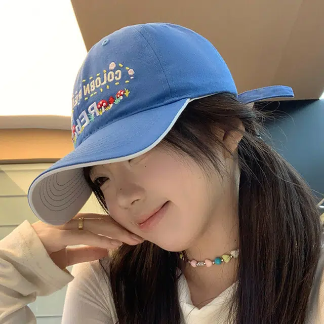 雅鹿 时尚甜美百搭花朵字母刺绣户外出行防晒遮阳学生休闲百搭大头围显脸小 棉 鸭舌帽 男女同款情侣款