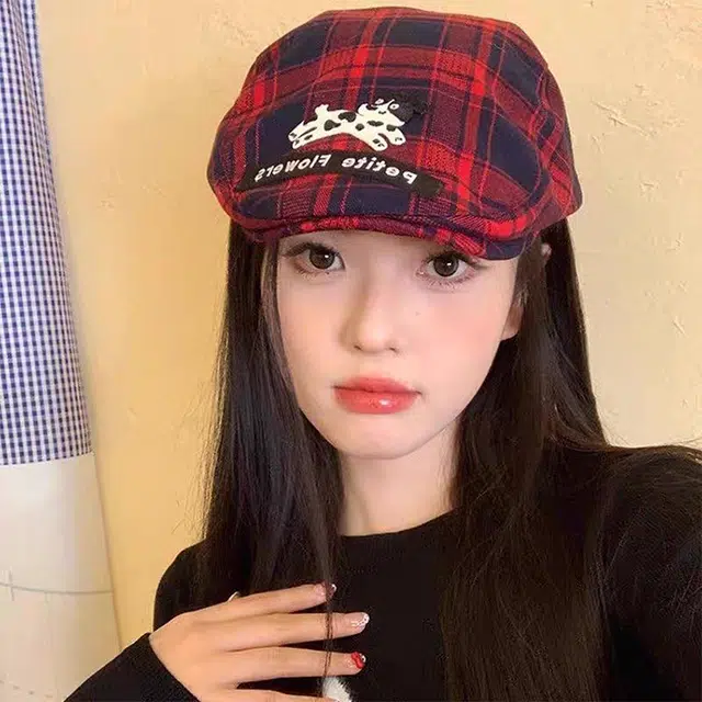 雅鹿 时尚休闲复古学院风透气简约百搭甜酷百搭显脸遮阳 棉 贝雷帽 女款