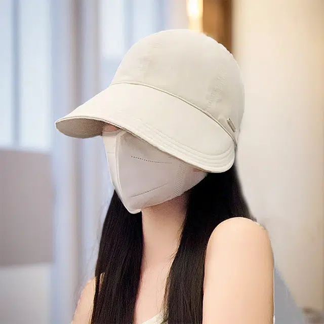 雅鹿 夏季时尚运动高级感休闲户外跑步简约可扎低马尾防紫外线黑胶遮阳户外透气大头围显脸小 聚酯纤维 防晒帽 女款