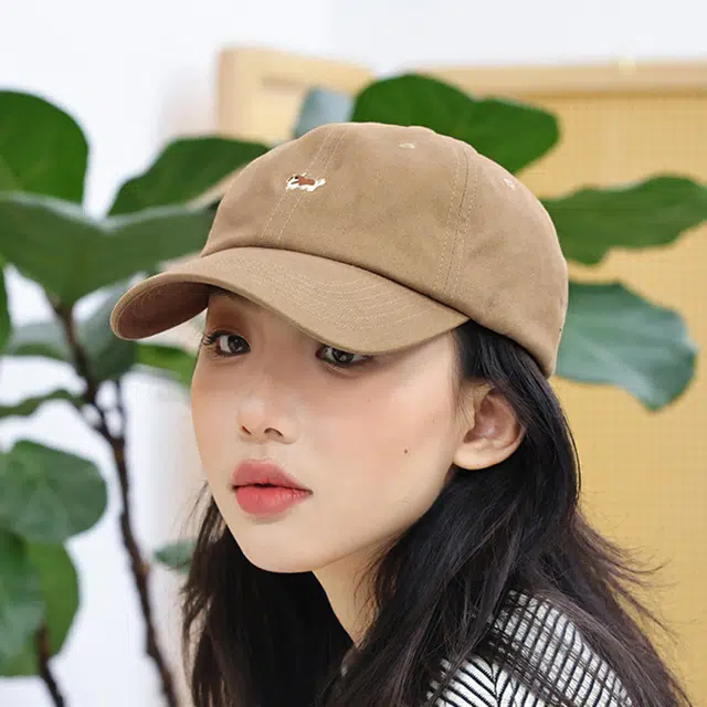 雅鹿 可爱卡通小狗刺绣简约软顶休闲百搭运动风大头围显脸小防晒遮阳 棉 鸭舌帽 男女同款情侣款