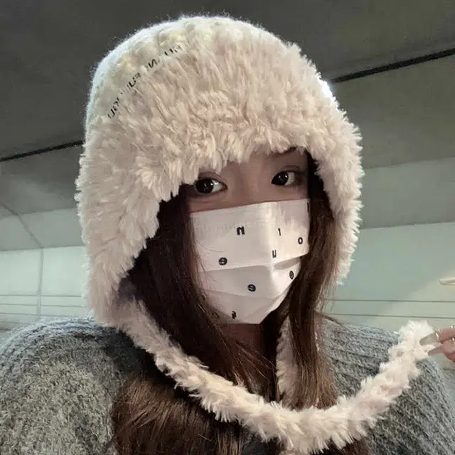 雅鹿 可爱绑带加绒针织套头帽秋冬季保暖护耳毛线帽户外骑车防寒显脸小雷锋帽 聚酯纤维 绒线帽 男女同款情侣款 礼盒装