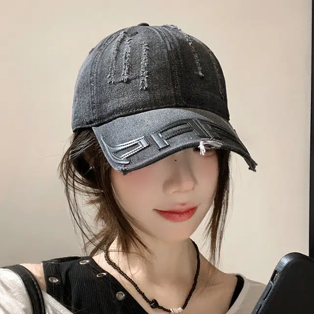 雅鹿 美式做旧牛仔字母贴布春夏季小众遮阳防晒时尚潮流百搭学生大头围显脸小 棉 鸭舌帽 男女同款情侣款
