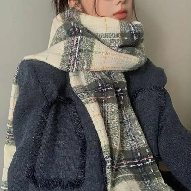 雅鹿 满目星河 撞色格子 高级感加厚保暖百搭围脖披肩 礼盒装 聚酯纤维 绒线围巾 男女同款情侣款
