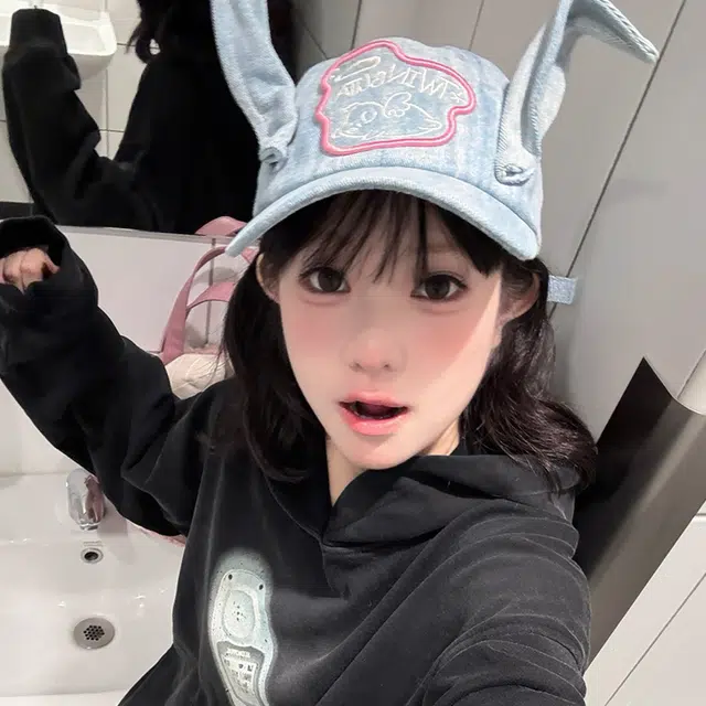 【别碰我耳朵】 雅鹿 春夏季可爱牛仔兔亚比风户外出行防晒遮阳时尚潮流百搭大头围显脸小 棉 鸭舌帽 男女同款情侣款